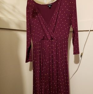 Torrid Maroon and Gold Polkadot Dress